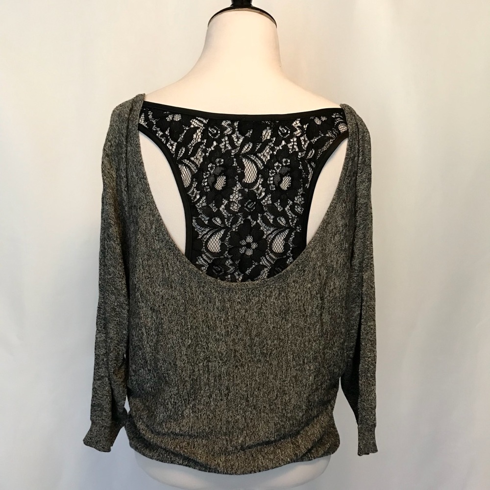 Express Gray sweater with lace